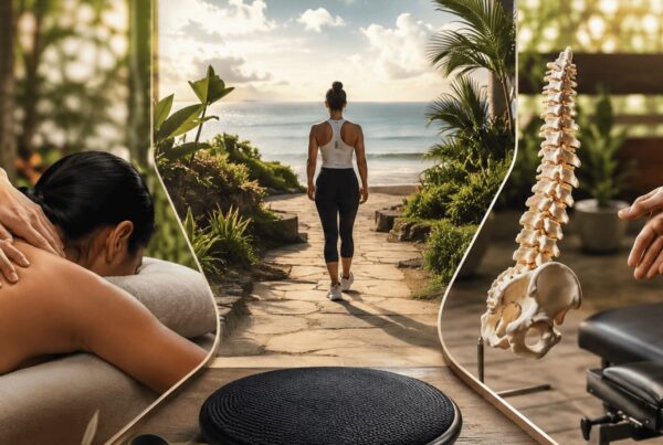 Massage therapy, chiropractic care, and physical therapy represented in a warm wellness clinic setting for patients choosing the right care path.